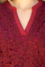 Load image into Gallery viewer, Maroon Floral Crochet Top