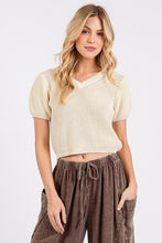 Load image into Gallery viewer, Cream Puff Slv V-Neck Knit Top