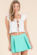 Load image into Gallery viewer, White Ruffle Ribbon Detail Top