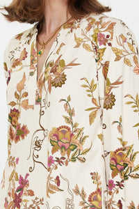 Mauve Corduroy Floral Split Neck LS Blouse