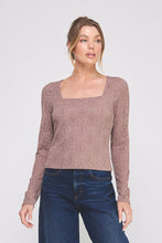 Load image into Gallery viewer, Rose Latte Lace Square Neck LS Top