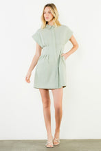Load image into Gallery viewer, Green Striped Collared Button Down Dress (THML)