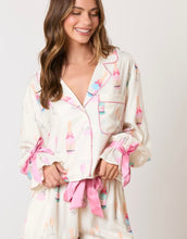 Load image into Gallery viewer, Champagne Glass/Ring Printed PJ Set w/ Ribbon Detail