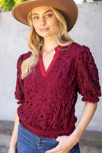 Load image into Gallery viewer, Maroon Floral Crochet Top