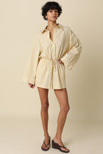 Load image into Gallery viewer, Yellow Striped Drawstring Shirt Romper
