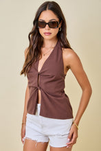 Load image into Gallery viewer, Brown Halter Frnt Cut Out Top