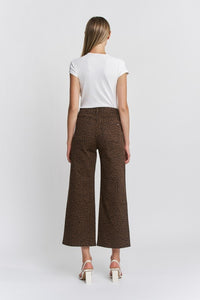 Earth Leopard HR Crop Wide Leg Patch Pocket Jean