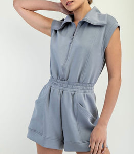 Modal Scuba Slvls Romper Rhino Grey