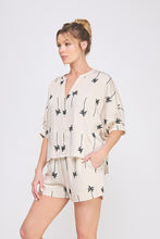 Load image into Gallery viewer, Tropical Sand Embroidered Button Down SS Top