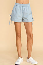Load image into Gallery viewer, Powder Blue Side Tie Denim Shorts