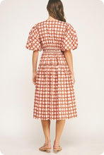 Load image into Gallery viewer, Pink Multi Print Puff Slv Midi Dress