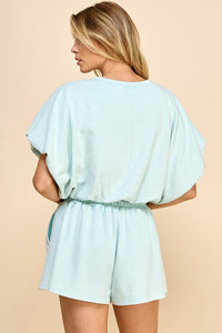 Mineral Washed Crop Top w/ Short Set Baby Blue