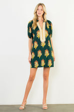Load image into Gallery viewer, Green Floral Print Striped Detail Dress (THML)