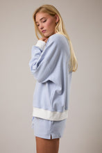 Load image into Gallery viewer, Lt. Blue/Cream Mock Neck Striped Top + Short Set