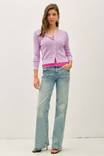 Load image into Gallery viewer, Lilac Pointelle 3/4 Cardigan