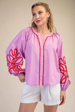 Load image into Gallery viewer, Pink Contrast Detail Puff Slv Blouse