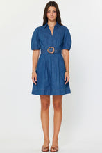 Load image into Gallery viewer, Denim Collared Belted Button Down Mini Dress