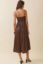 Load image into Gallery viewer, Brown Stripe Vneck Midi Dress