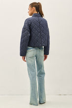 Load image into Gallery viewer, Washed Quilted Cropped Jacket Charcoal Blue