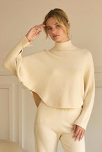 Load image into Gallery viewer, Ivory Turtleneck Gold Button Slv Sweater