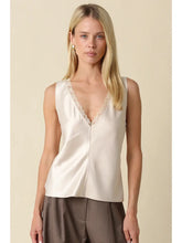 Load image into Gallery viewer, Satin Lace Trim V-Neck Tank Top Champagne
