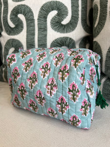 Quilted Block Printed Makeup Bag