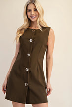 Load image into Gallery viewer, Olive Gold Button Slvls Dress