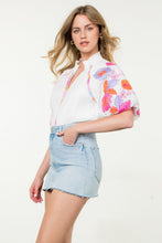 Load image into Gallery viewer, White Embroidered Puff Slv Top