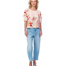 Load image into Gallery viewer, Peach Floral Embroidered SS Lenora Top