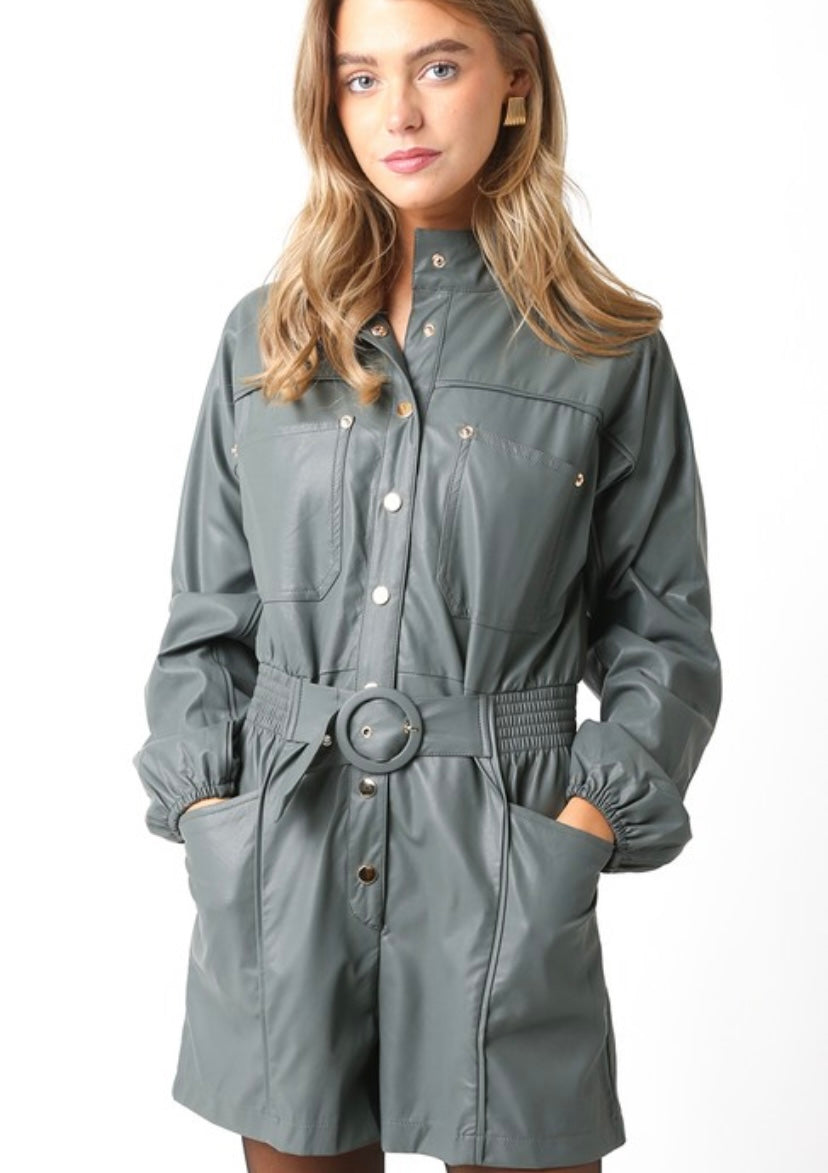 Olive Louise Belted LS Romper