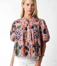 Load image into Gallery viewer, Deep Blush Multi Floral Puff Slv Top