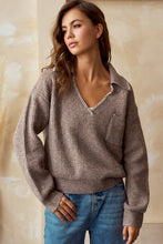 Load image into Gallery viewer, Latte Relaxed Fit Two Tone Sweater