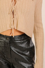 Load image into Gallery viewer, Natural Tie Frnt Cropped Sweater