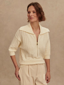 Varley Egret Arney Half Zip Knit Polo