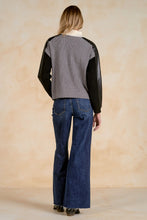 Load image into Gallery viewer, Grey Color Block/Leather 1/4 Zip Sweater