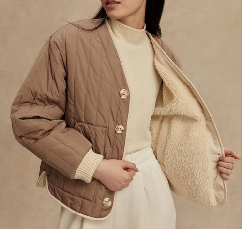 Varley Sandshell/Ash Taupe Drew Reversible Jacket