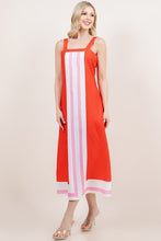 Load image into Gallery viewer, Red/Pink Striped Slvls Square Neck Maxi Dress