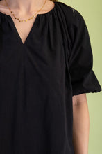 Load image into Gallery viewer, Black Gathered V-Neck Puff Slv Top