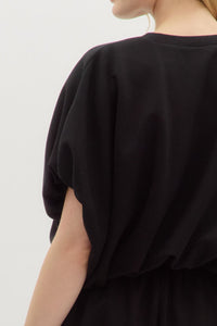 Black Jersey Knit Bubble Hem Set