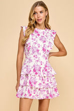 Load image into Gallery viewer, Pink Floral Lace Ruffle Detail Dress