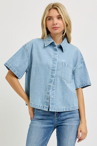 Risen Light Denim Oversized SS Shirt