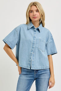 Risen Light Denim Oversized SS Shirt