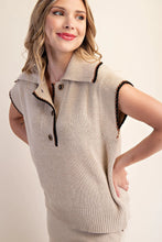 Load image into Gallery viewer, Beige Collar Stitched Sweater Top