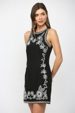 Load image into Gallery viewer, Black Embroidered Linen Slvls Dress