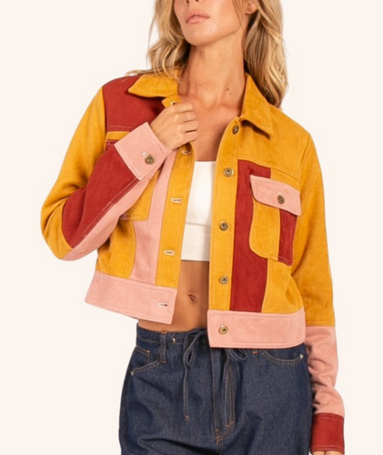 Pink Patchwork Suede Jacket
