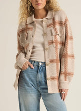 Load image into Gallery viewer, Z Supply Mocha Tyler Plaid Sweater Jacket