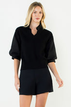 Load image into Gallery viewer, Black Double Sweater LS Top (THML)