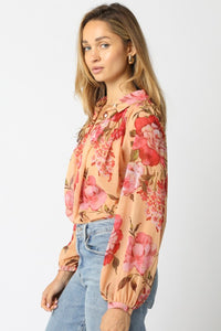 Amber Floral LS Button Down Top