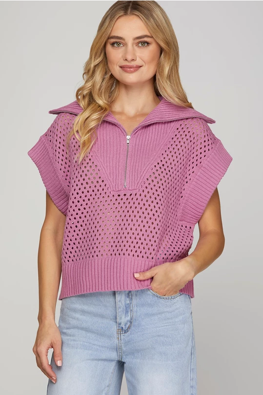 Mauve Pink Collared Half Zip