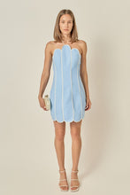 Load image into Gallery viewer, Powder Blue/White Halter Dress
